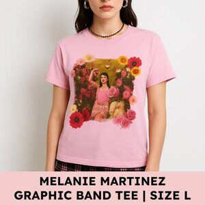 Melanie Martinez Graphic Tee Cotton Band Tour Merch Pink Floral Shirt L